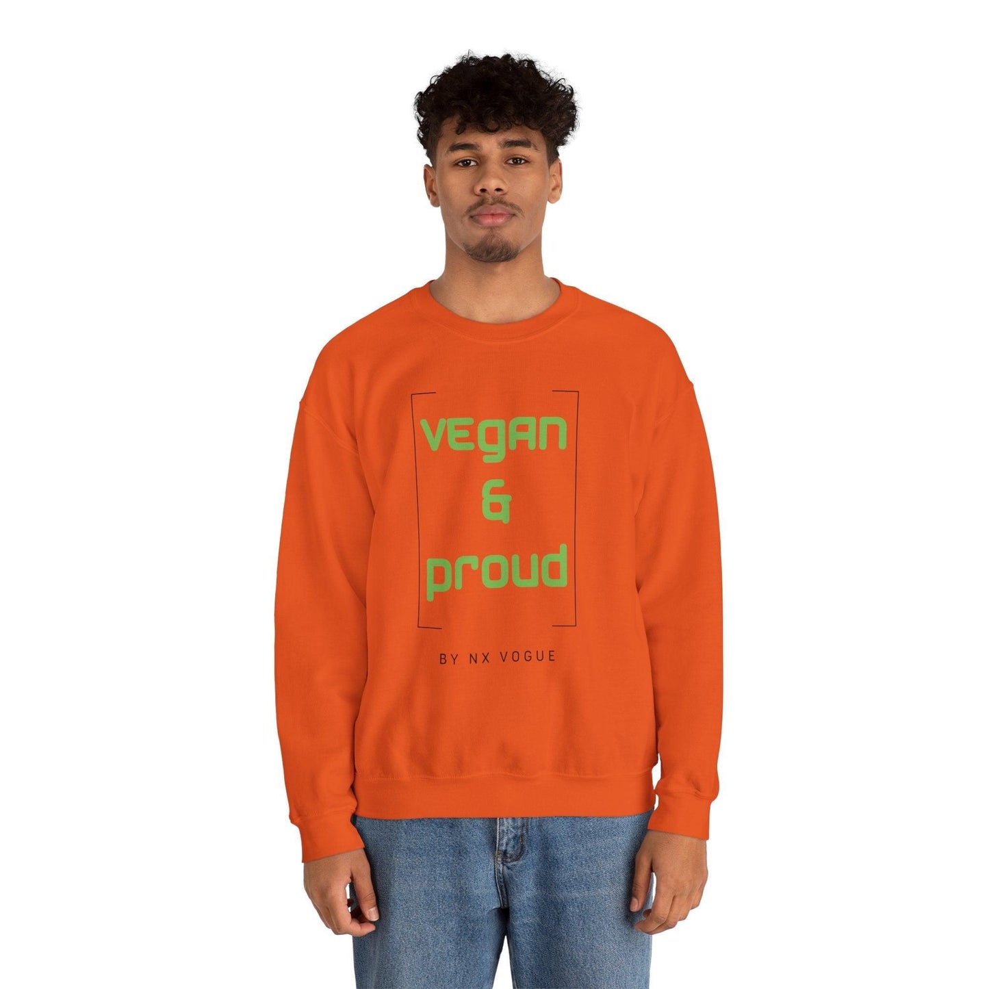 Vegan & Proud Unisex Heavy Blend™ Crewneck Sweatshirt Sweatshirt S Orange 