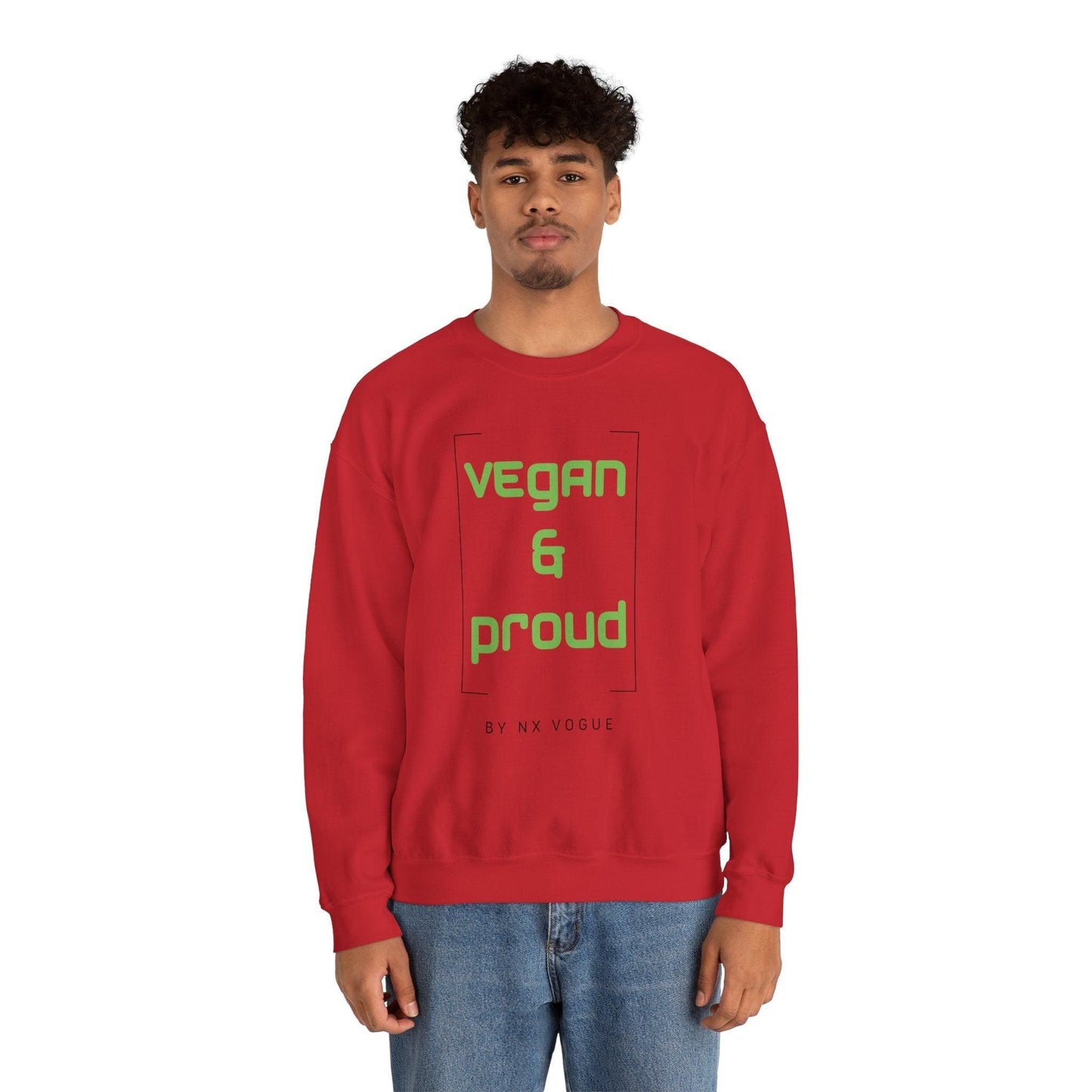 Vegan & Proud Unisex Heavy Blend™ Crewneck Sweatshirt Sweatshirt S Red 
