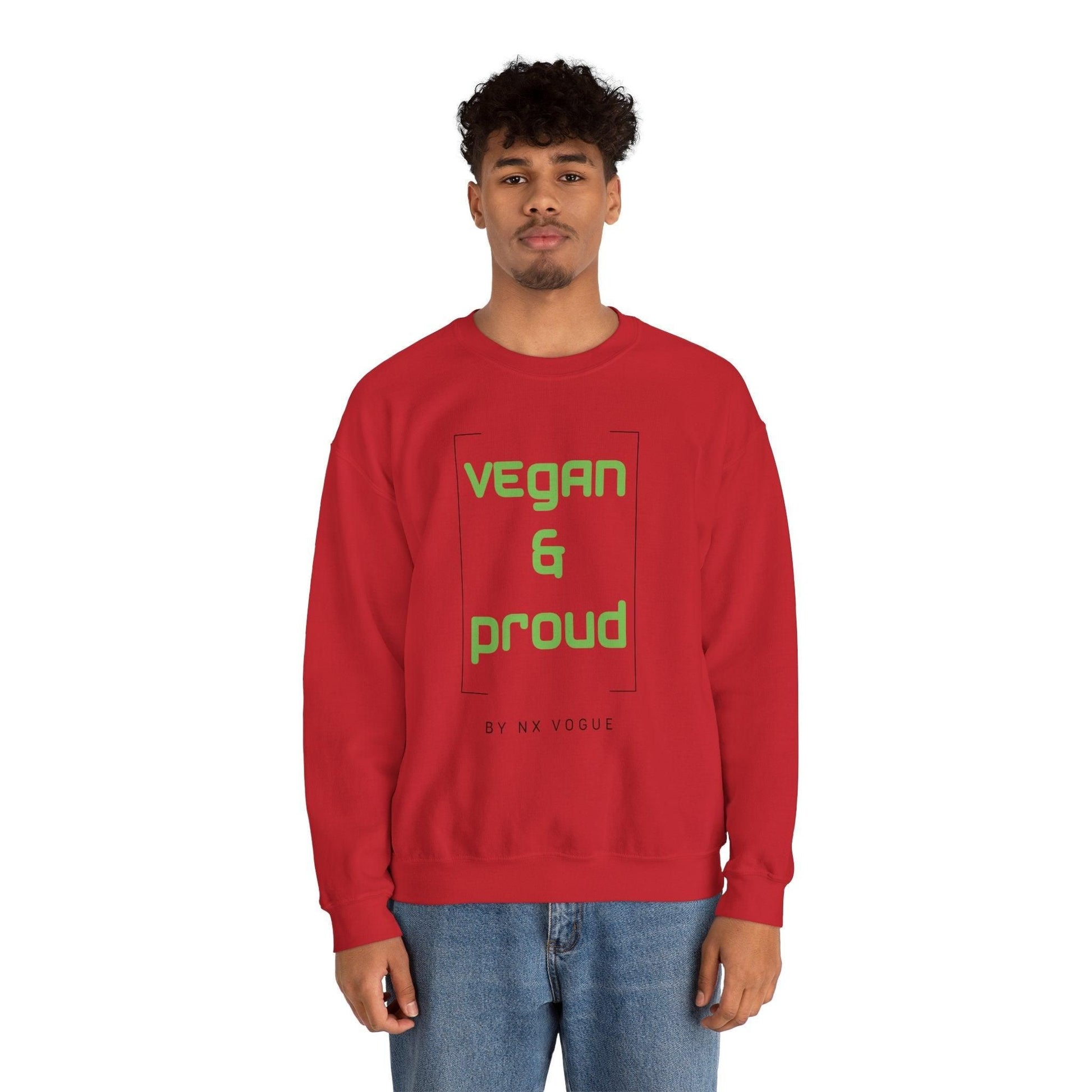 Vegan & Proud Unisex Heavy Blend™ Crewneck Sweatshirt Sweatshirt S Red 