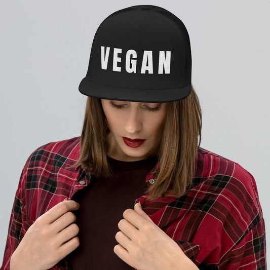 Vegan Logo 5 Panel Trucker Cap Cap Black  