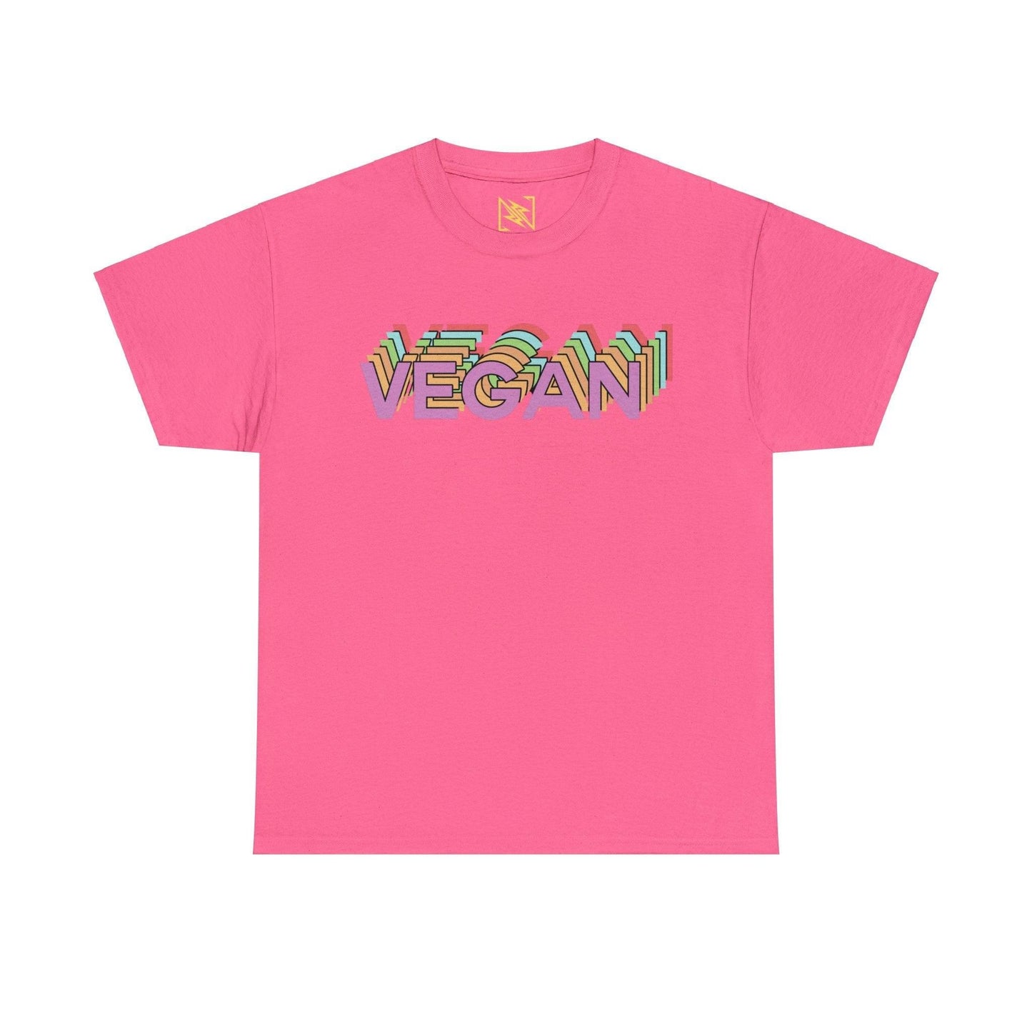 Vegan Logo Unisex Tee T-Shirt Safety Pink L 