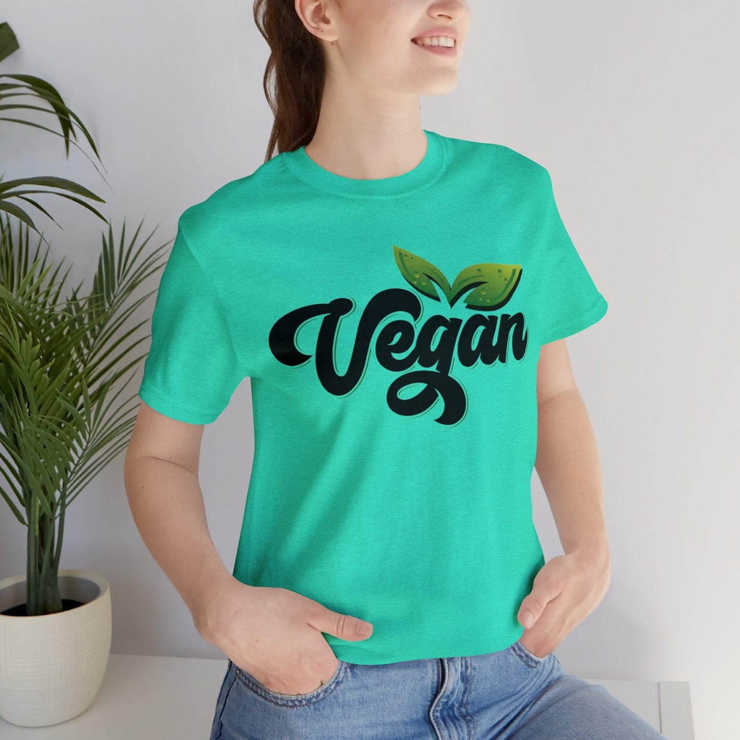 Vegan Unisex  Short Sleeve Tee T-Shirt Heather Sea Green XS 