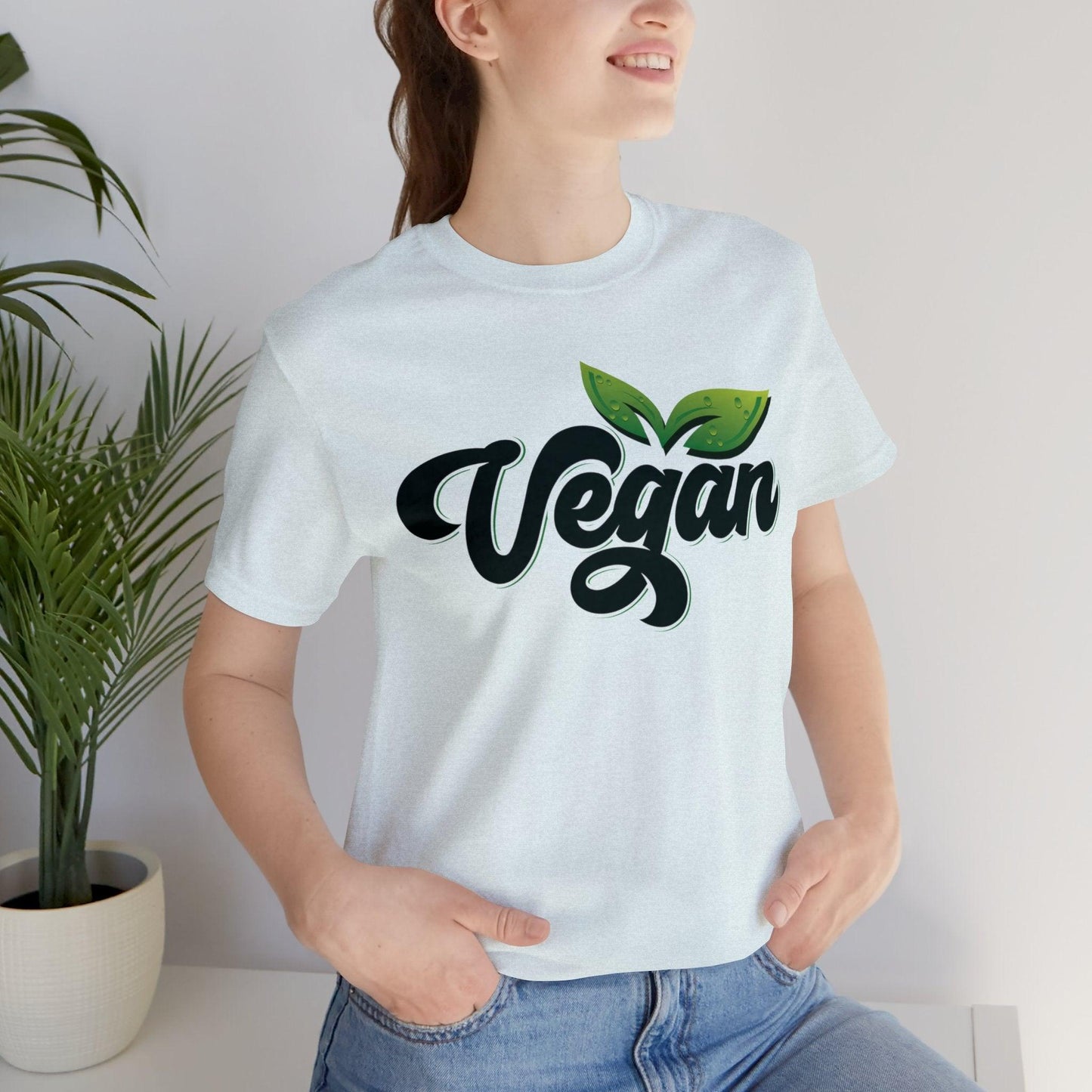 Vegan Unisex  Short Sleeve Tee T-Shirt Heather Ice Blue XS 