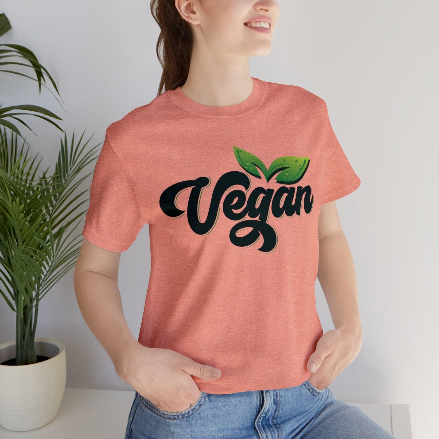 Vegan Unisex  Short Sleeve Tee T-Shirt Heather Sunset XS 