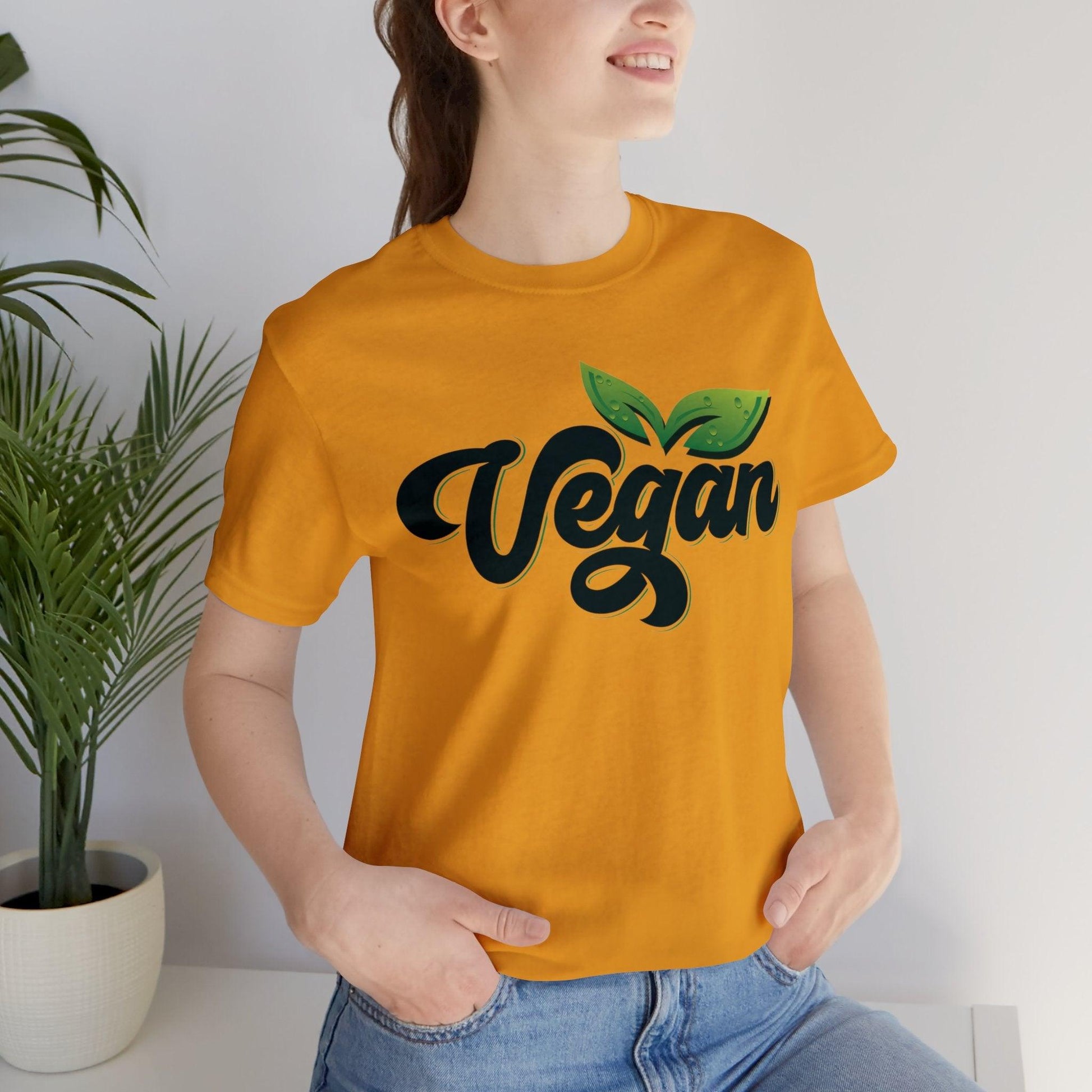 Vegan Unisex  Short Sleeve Tee T-Shirt Mustard S 