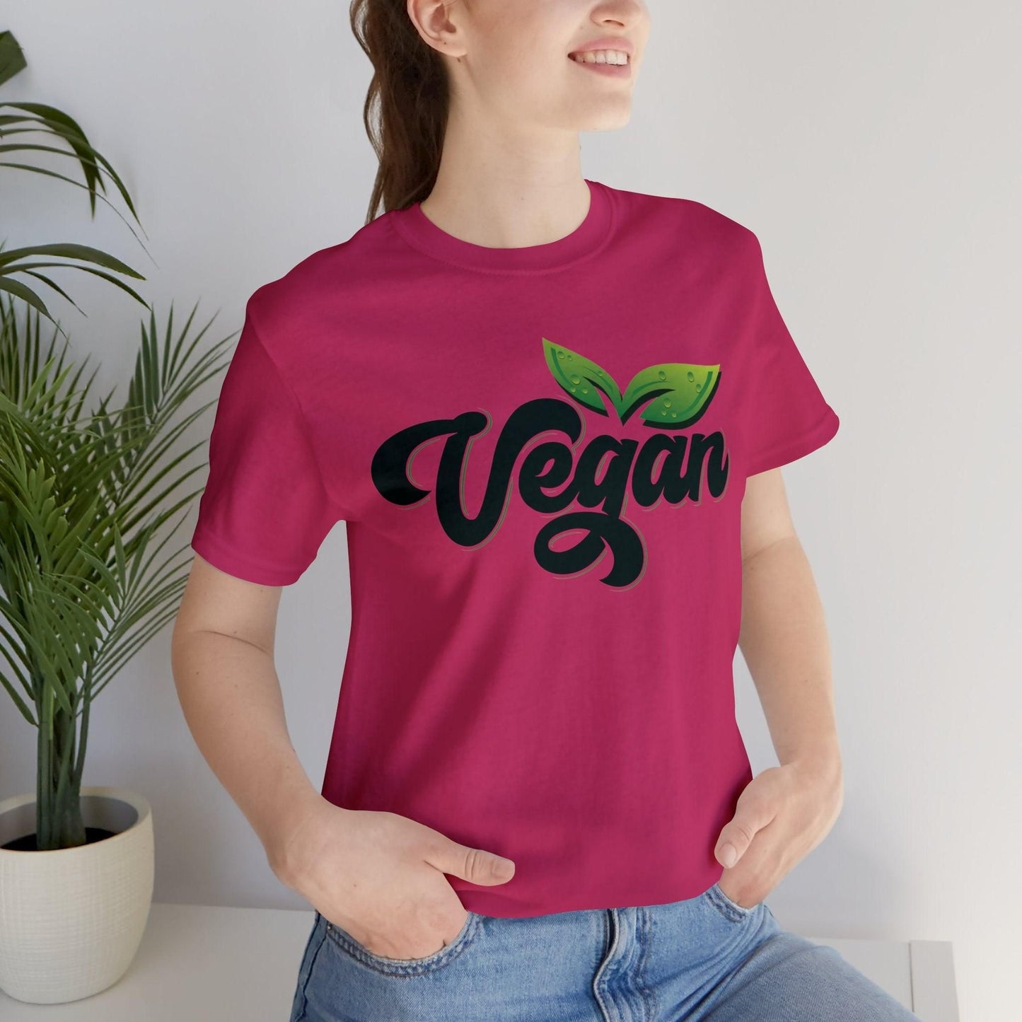 Vegan Unisex  Short Sleeve Tee T-Shirt Berry S 