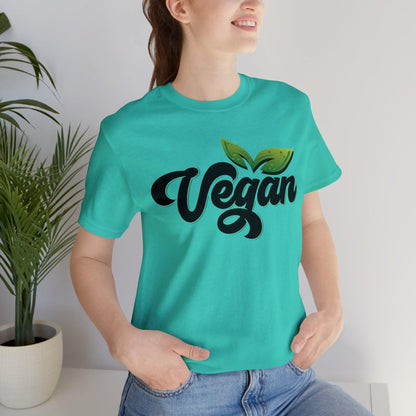 Vegan Unisex  Short Sleeve Tee T-Shirt Teal S 